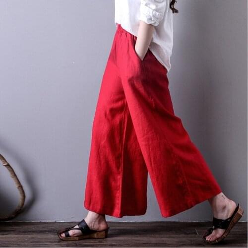 2021 new spring autumn woman wide leg pants loose casual ankle-length trousers fashion high waist plus size bottoms L-7XL
