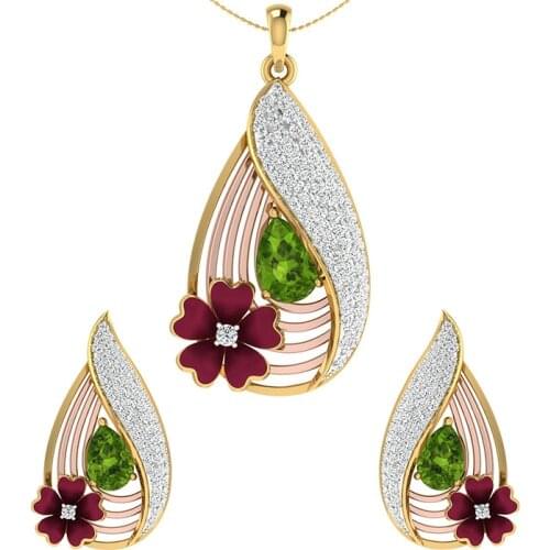 Classic Natural Necklace Earrings jewelry set Trendy women Flower Stud Earring for girl friend best gift