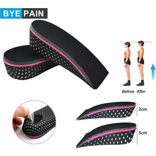 1Pair 3cm/5cm Height Increase Insoles Half Insole Breathable Invisible Heel Lifting Inserts Shoe Pads Elevator Insole for Unisex