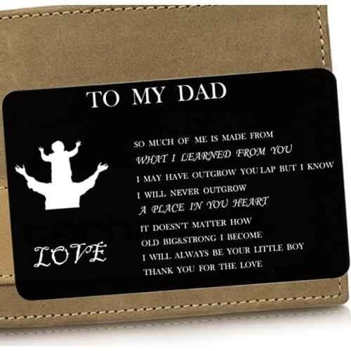 1pcs Daddy I'll Always Be Your Litter Boy Note Card Holder Wallet Purse Embossed Dad Fathers Day Gifts