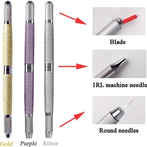 1pc Permanent Makeup Supplies Tattoo Pen Stainless Steel Professional Microblading Manual Pen for 3d Embroidery Eyebrow Lip