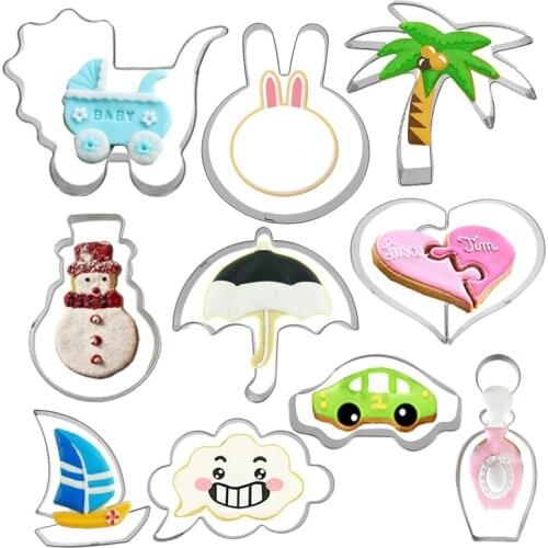 10pcs Cookie Cutter Mold Set Stainless Steel Round Shape Biscuit Fondant Mould Kitchen DIY Birthday Cake Baking Pastry Tools