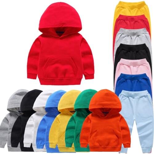 100%Cotton solid Hoodies Sweatshirts Girls Kids shirt Cotton Tops kids Pants Children Boys Clothes Toddler Clothing Sweater2021