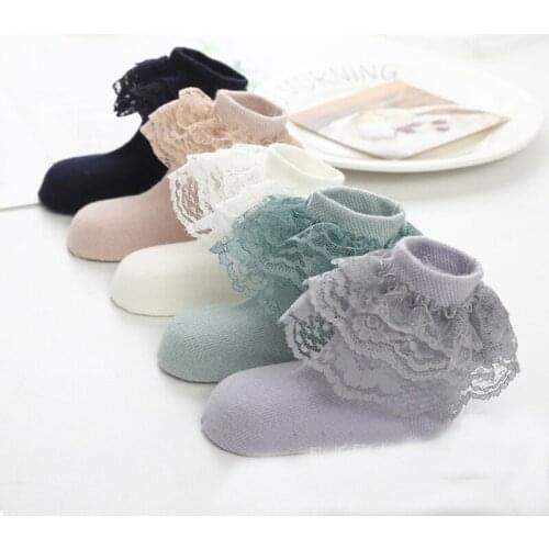 2020 Summer Fashion Kids Socks Baby Girl Ruffle Sock Cute Baby Frilly Toddle Designer White Pink Lace Kid Cotton Socks For Girls
