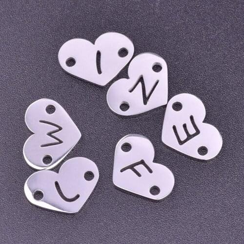 5pcs/Lot Stainless Steel Initial A-Z Letter Beads Charms Necklaces Pendant Men Choker Unisex Gift DIY Jewelry Making