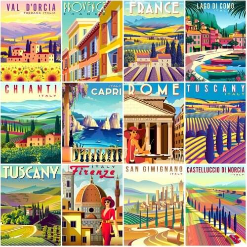 Huacan 5D DIY Diamond Painting City Full Drill Diamond Mosaic Embroidery Landscape Paintings For Interior Bedroom Decoration