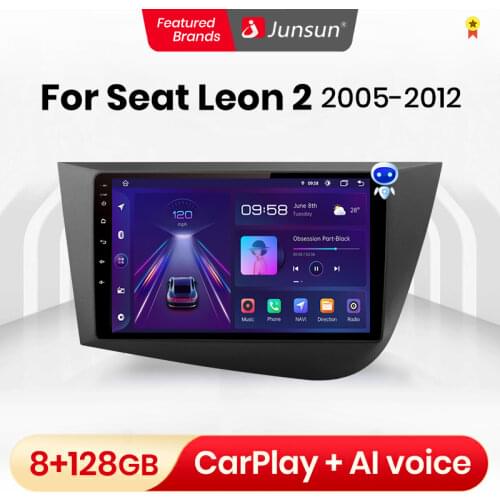 Junsun V1 4+64G Android10 AI Voice android radio coche con pantalla For Seat Leon 2 2005-2012 multimídia bluetooth-c/carplay/gps