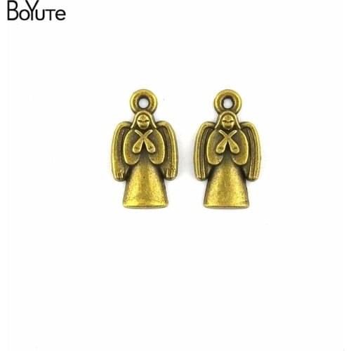 BoYuTe (100 Pieces/lot) 19*10MM Zinc Alloy Antique Bronze Plated Angel Charms Diy Pendant jewelry Accessories Bracelet Necklace