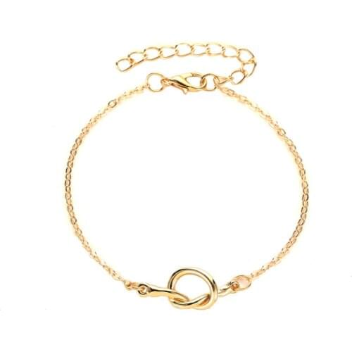Golden White Geometric Metal Knotted Bobby Socks Bracelet For Ankle Fashion Anklets Jewelry For Women
