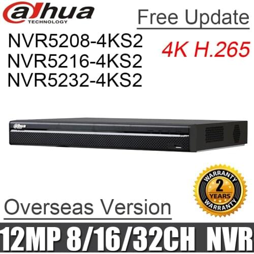 DaHua Original 4K Video Surveillance NVR NVR5208-4KS2 NVR5216-4KS2 NVR5232-4KS2 8/16/32 Channels H.265