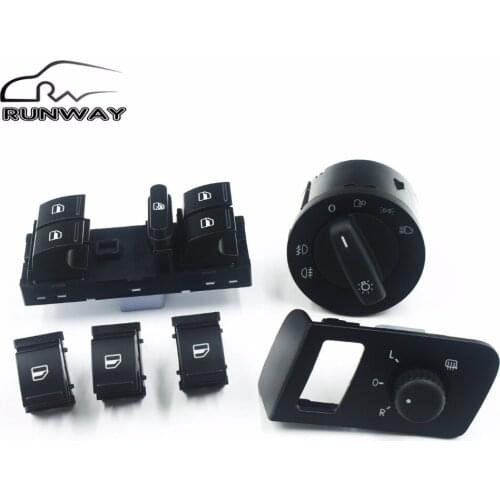 Mirror Headlight Window Control Switch Button For Volkswagen Touran Caddy 1K0 941 431N 1F0 959 855 & 1K4 959 857B 1T1 959 552