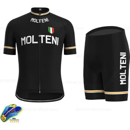 Raudax Men Black Cycling Jersey Set Short Sleeves Clothing Suit Quick-drying Summer Outdoor Sportswear Maillot Ciclismo Hombre