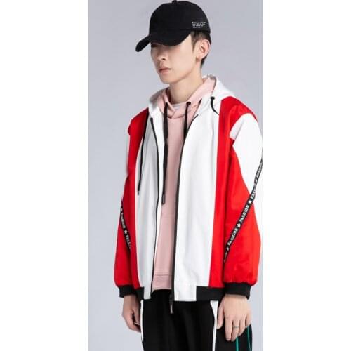 Trend Handsome Hooded Jacket New Jacket Men Spring Fall Sports Loose Mens Jacket Trend Couples Casual All-match Jacket Jacket