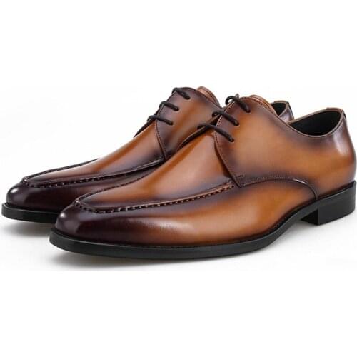 Fashion Black / Brown Oxfords Business Shoes Mens Dress Shoes Genuine Leather Wedding Shoes Boys Prom Shoes