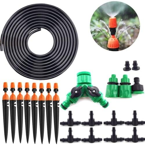5-30M 2 way Micro stand Drip Irrigation Garden Watering set System Adjustable Automatic Kits Spray Cooling Potted Lawn Yard Tap