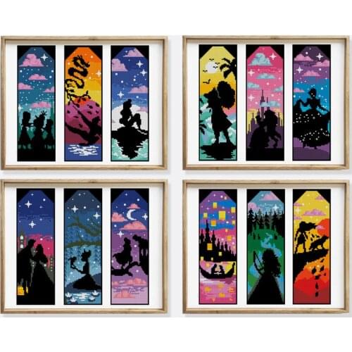 Needlework Cross stitch Handmade 14CT Counted Canvas DIY,Cross-stitch kits,Embroidery 12 princess bookmarks