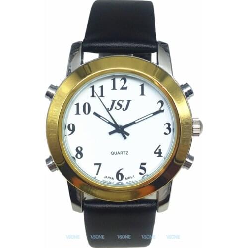 Russian Talking Wrist Watch w/Alarm for The Blind and Visually Impaired, with Black Leather Strap