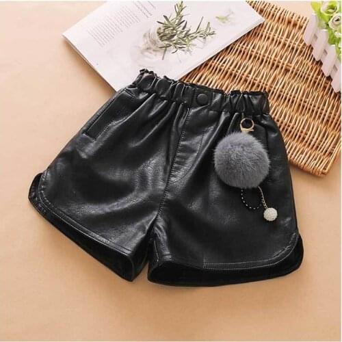 2021 Spring Autumn New Fashion Kids Faux Leather Shorts Pants for Girls Baby Princess Childrens Clothing Girls PU Shorts D552