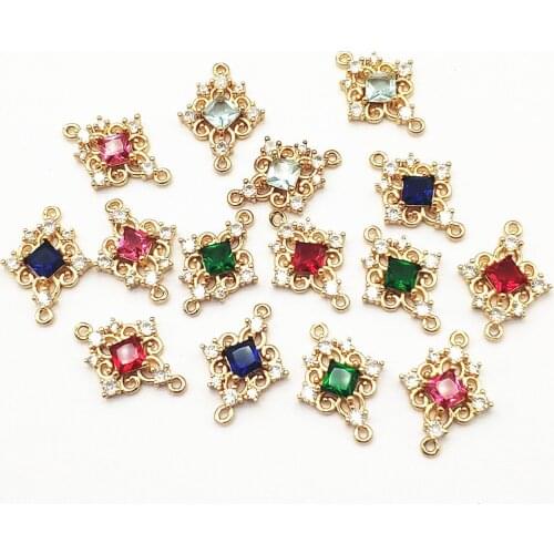 New arrival! 21x15mm 50pcs Cubic Zirconia Square Connector for Handmade Necklace Earring DIY Parts Jewelry Findings & Components