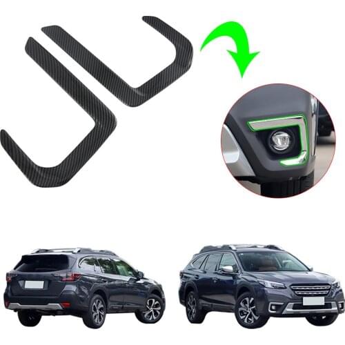 ABS Carbon Fiber Front Corner Grill Molding Front Fog Lights Lamp Exterior Cover Trims For Subaru Outback 2021