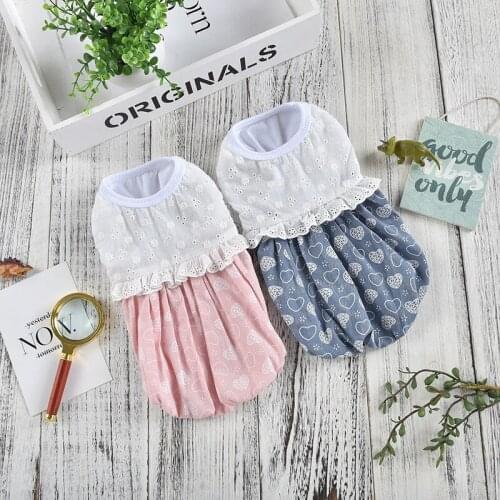 Dog Dress Cute Heart Lace Skirt Cat Puppy Clothes Yorkshire Poodle Pomeranian Bichon Clothing for Small Dog Pet Supplies 2021