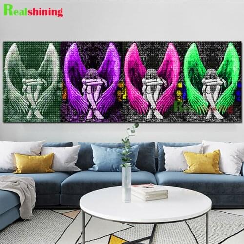 Full square round diamond painting 4-Color Angel Wing Girls diamond embroidery 5D rhinestone mosaic diamond inlaid large N2069