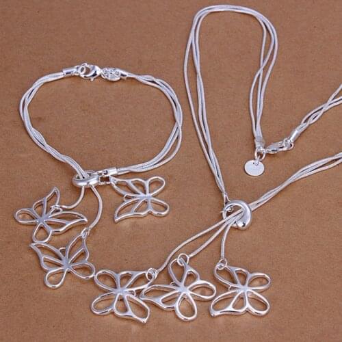 Sets Silver Plated Sets Silver Trendy Jewelry Sets Butterflys Jewelry Wholesale Free Shipping wuxo LS158