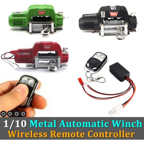 RC Metal Automatic Winch Motor Simulated Wireless Remote Controller System for 1:10 RC Crawler Car Axial SCX10 Traxxas TRX4 D90