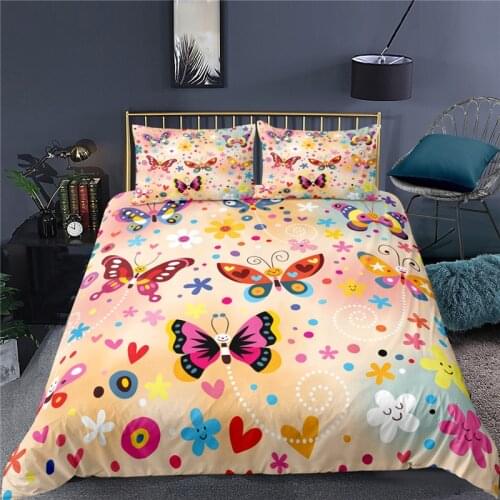 Luxury 3D Color Butterfly Print 2/3Pcs Bedding Sets Comfortable Duvet Cover Pillowcase Home Textile Queen and King EU/US/AU Size