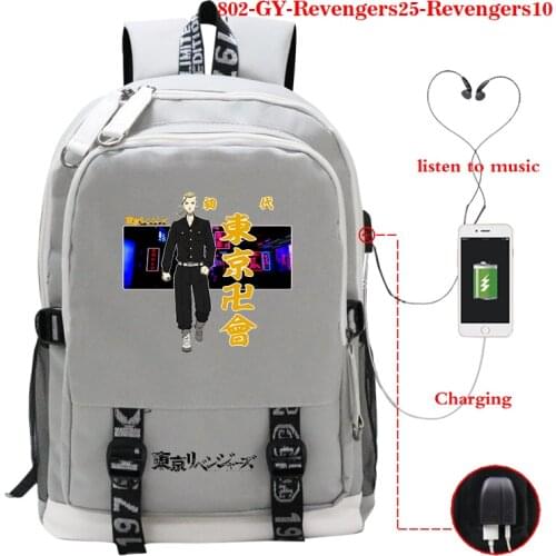 New USB Charging School Backpack Children School Bag Tokyo Revengers Anime Print Schoolbag for Teenage Boys Girls Anime Knapsack