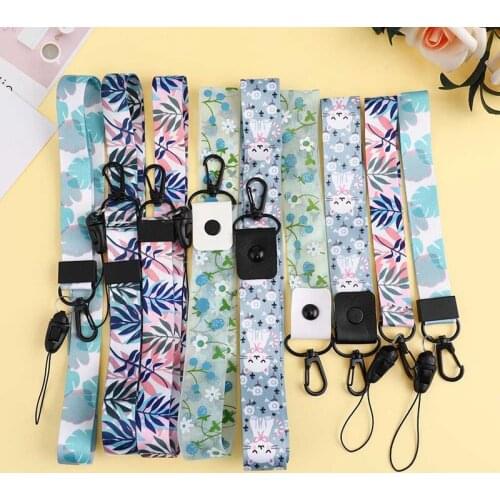 Cartoon Cute Cat Bamboo Lanyard Neck Strap for keys ID Card Mobile Phone Straps for Huawei USB Badge Holder DIY Hang Rope