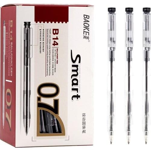 12 Baoke B14 Push Ballpoint Pen 0.7mm Push Type Ballpoint Pen Ball Pen Bullet Point Blue Black Office Supplies Stationery