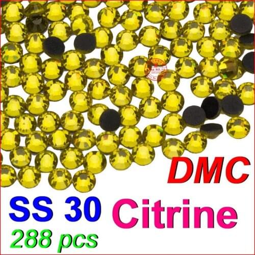 SS30 6.4-6.6mm,288pcs/Bag Citrine DMC HotFix FlatBack Rhinestones,heat transfer Hot Fix iron-on garment yellow crystal stone