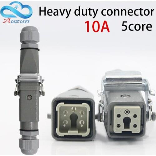 Heavy-duty connector 5(4+ 1) 10A 250V HA-005-4 is connected to the hot runner screw foot Butt plugs
