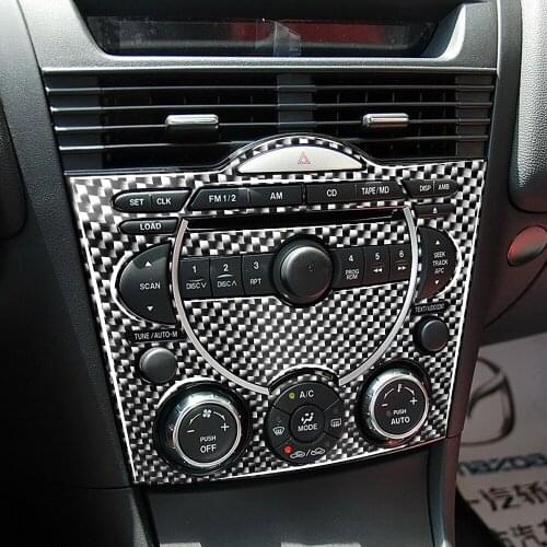 Car Interior Decoration Moulding Carbon Fiber CD Console Panel Air Conditioning Panel Stickers Accessories Fit For Mazda RX8
