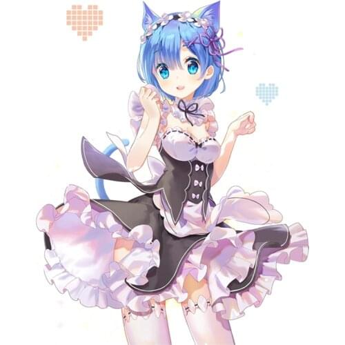 Three Ratels QC42 Kawaii maid as cute cat ear vinyl japanese anime stickers for bathroom laptop decoration