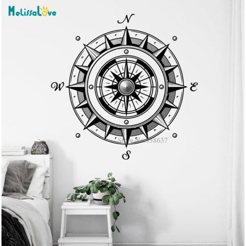 Vintage Nautical Compass Home Decor Playroom North South West East Decal Removable Vinyl Wall Sticker Mural BD558