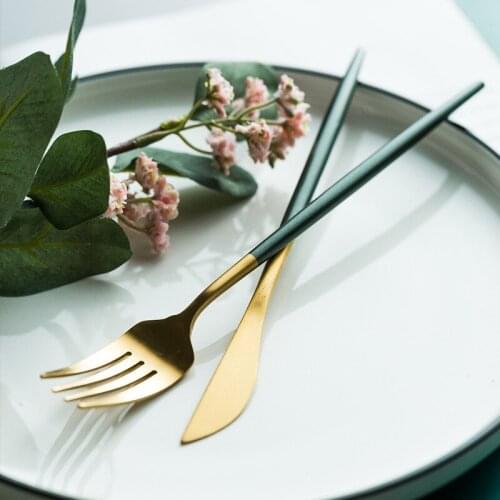 High-Class Tableware 304 Stainless Steel Steak Knife Fork Spoon Salad Pasta Soup Cutlery Set Family Party Picnic Dinner Set Gift
