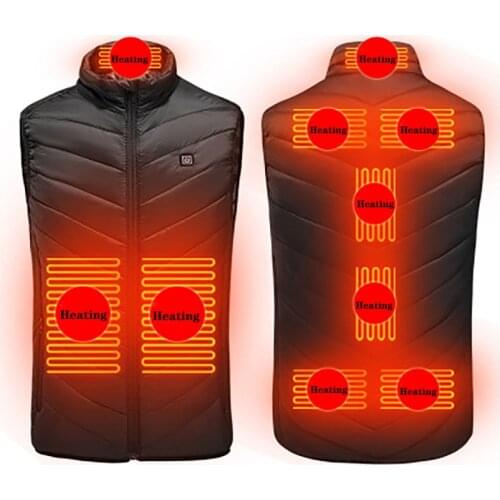 9 Places Heated Vest Men Women Usb Heated Jacket Thermal Clothing Hunting Vest Winter Electric Hikting Vests Heating Clothes