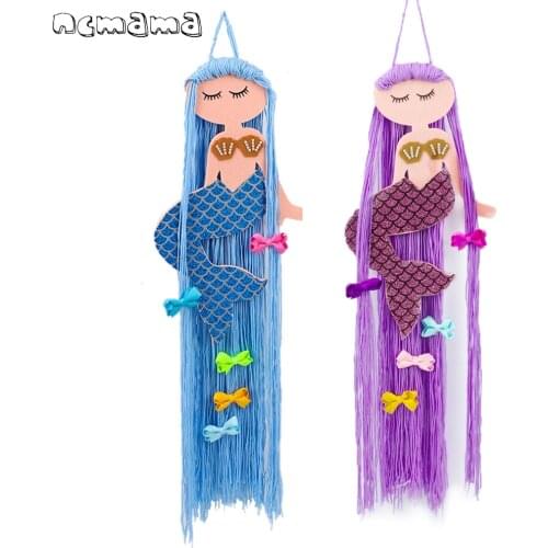 1 Set Mermaid Hair Bows Storage Belt for Girls Hair Clips Barrette Hairband Hanging Organizer Strip Holder for Hair Accessories