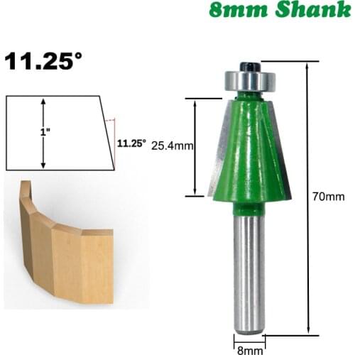 1PC 8MM Shank Milling Cutter Wood Carving Wood 11.25 Degree Chamfer Router Bit Bevel Edging Milling Cutter for Wood Woodorking