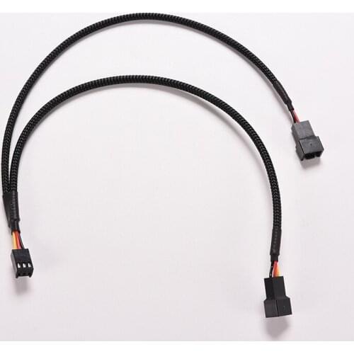 1 x 3Pin Female Y-Splitter Dual Male Power Sleeved Cable Computer Case Fan