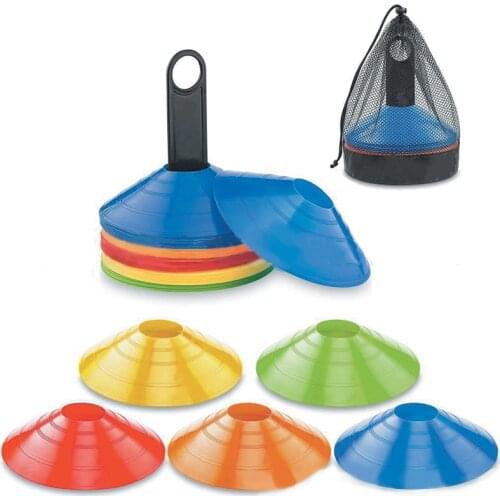 10pcs Agility Disc Cone Set Multi Sport Training Space Cones with Plastic Stand Holder for Soccer Football Ball Game Disc