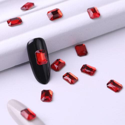 10 pieces of new manicure diamond rectangular flat bottom crystal shining 3D diamond gem manicure manicure art ornaments