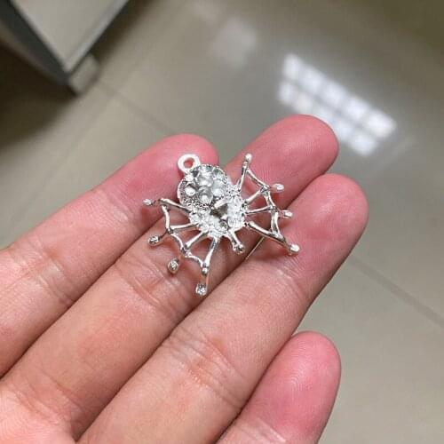 18pcs/lot Fashion Spider Halloween DIY Handmade Pendant Necklace Earrings Accessories Charms Findings Jewelry Making Supplies