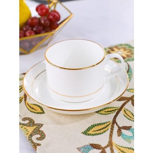 180ml Eco-Friendly Fine Bone China White Ceramic Coffee Cup Set Tea Cup with Spoon