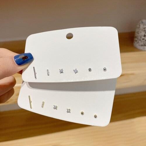 3 Pairs/set Gold/Silver Plated Cubic Zirconia Stud Earrings Set Geometric Korean Small Earrings for Women Fashion Jewelry YEA584