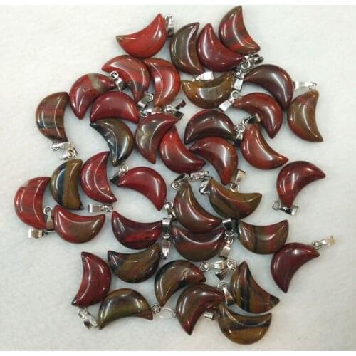 Wholesale 50pcs/lot fashion high quality natural rainbow stone moon shape charms pendants for jewelry making free shipping