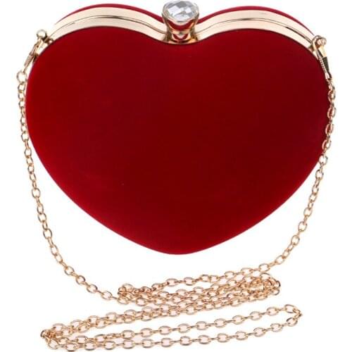 ABDB 2 color Heart Shaped Diamonds Pearl Women Evening Bags Chain Shoulder Purse Day Clutches Evening Bags For Party Wedding
