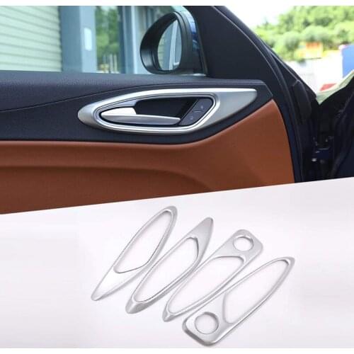 ABS Chrome Car Interior Door Handle Cover Trim Frame Sticker for Alfa Romeo Giulia 2017-2020 Auto Accessories